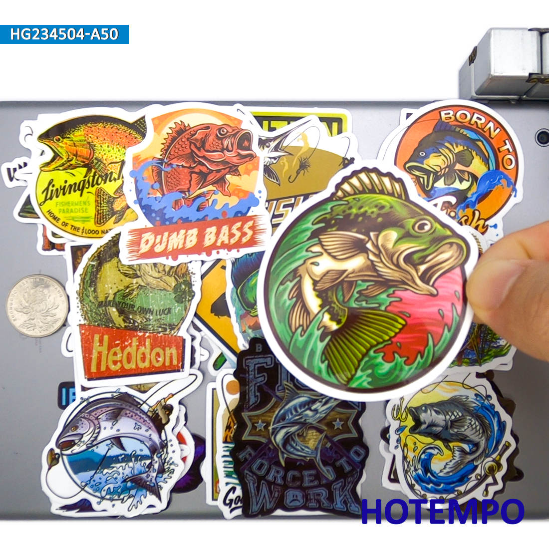 Fishing Equipment Box - 20/30/50 Stuks, Vissersstijl, Ga Vissen Stickers,